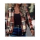 thumbnail image 4 of Chaquetas de Mujer Informales con Cremallera, de Franela A Cuadros, Larga, Holgadas, Ideales para Otoño. Rojo Ladrillo XXL, 4 of 7