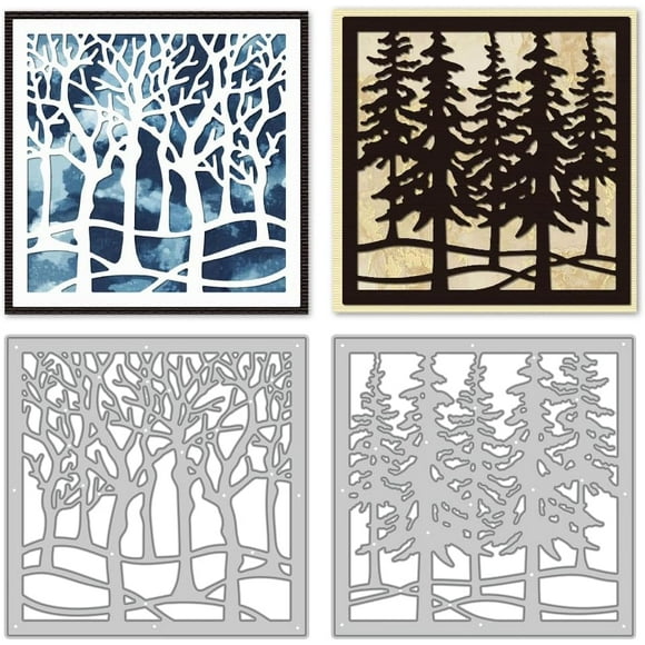 Trees Frame Die Cuts for Card Making Forest Carbon Steel Cutting Dies Pine Stencils Scrapbooking Frame Embossing Template Dies for Journal Photo Album Birthday Party Greeting Paper Card