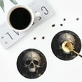 thumbnail image 4 of Yiaed Gold Pattern Skull Print Leather Coasters for Drinks - Cup Coasters Coffee Table Kitchen Table Bar, Home & Office Gifts Handmade Drink Coasters-Round Shape, 4 of 6