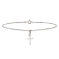 thumbnail image 3 of Sterling Silver Anklet 10 inch mm in Solid Polished Cross on Box Chain, 3 of 7