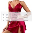 thumbnail image 2 of Ohufall Sleep Dress for Women Lace Satin Split V Neck Cami Nightgown Spaghetti Straps Fashion Homewear Sleep Dress, 2 of 4