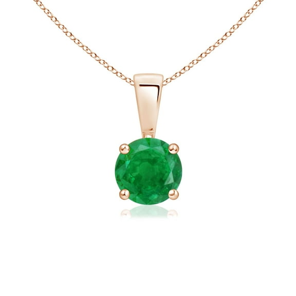 ANGARA Natural Classic Round Emerald Solitaire Pendant in 14K Rose Gold for Women (Size-5mm) | May Birthstone, Birthday, Anniversary, Jewelry Gift for Women | Natural Emerald Necklace