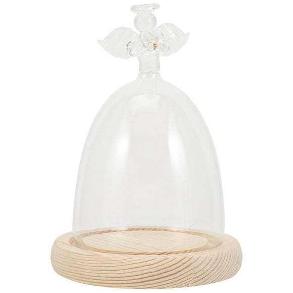 Botanical Decor Plants Glass Cloche Jar Micro Landscape Glass Dome Preserved Flowers Dome Glass Dome Wood Base
