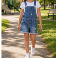 thumbnail image 3 of KIDSCOOL Girls Shorts Jeans Overall Summer Denim Jumpsuit Ripped Shortalls,9-10 Years, 3 of 8