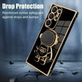 thumbnail image 4 of for Samsung Galaxy S23 Ultra 5G Case Astronaut Plating Electroplate Luxury Elegant Case Camera Protector Kickstand Shockproof Protective Corner Back Cover Galaxy S23 Ultra 5G Case -Black, 4 of 5