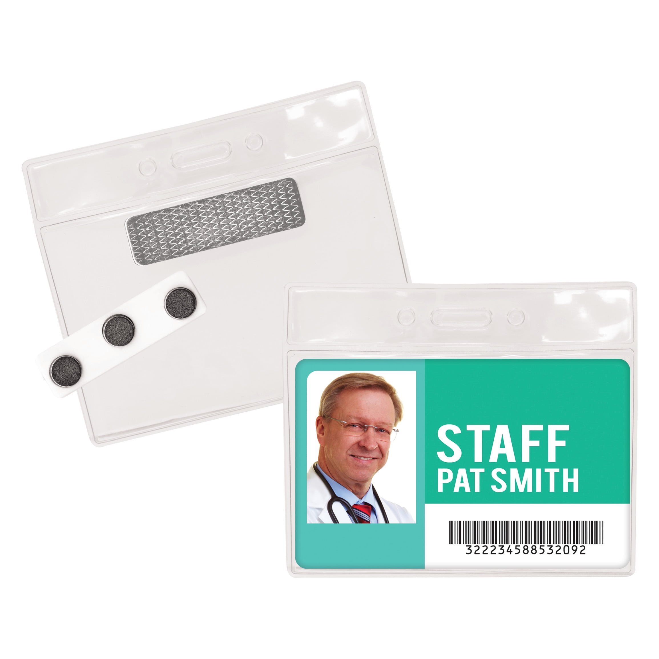 Advantus Name Badge Kits, Horizontal, 4" x 3", Clear, 20/Pack AVT97071