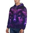 thumbnail image 3 of Kdxio Purple Starry Sky Antelope Print Mens Casual Hooded Collar Drawstring Hoodies Pullover Sweatshirts Casual Long Sleeve Shirts-4X-Large, 3 of 7