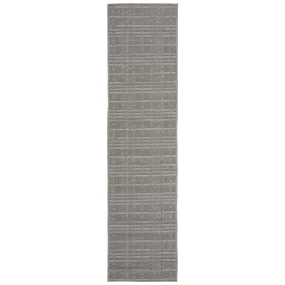 SAFAVIEH Machine Washable Rug Indoor/Outdoor Bermuda Collection - Bermuda Lavern Geometric Machine Washable Indoor/Outdoor Runner Rug, Grey, 2' x 8'