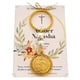 thumbnail image 1 of Llavero perla Blanca San Benito Greca Chapa De Oro recuerdo con tarjeta personalizada para bautizo, primera comunión, confirmación, boda, xv años,etc.Paquete de 5 Piezas, 1 of 5