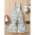 thumbnail image 3 of Arvbitana Toddler Girl St. Patrick's Day Romper Sleeveless Four Leaf Clover Print Casual Spring Summer Bell-Bottomed Pants, 3 of 9