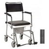 Drive Medical Portable Upholstered Wheeled Drop-Arm Commode, Assembled, Silver Vein - 1 Ea, 11120Sv-1