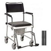 Drive Medical Portable Upholstered Wheeled Drop-Arm Commode, Assembled, Silver Vein - 1 Ea, 11120Sv-1