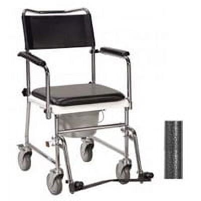 Drive Medical Portable Upholstered Wheeled Drop-Arm Commode, Assembled, Silver Vein - 1 Ea, 11120Sv-1