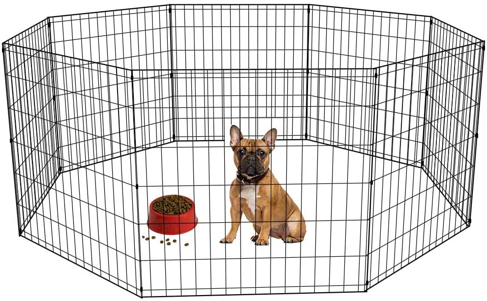 Safetots Pet Dog Puppy Play Pen Black Metal Cage Crate Run Fence Pentagon 
