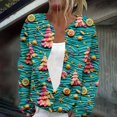 thumbnail image 2 of Fiaer Christmas Jackets for Women Button down Funny Graphic Oversized Trendy Long Sleeve Loose Fit Crew Neck Xmas Tops Green L, 2 of 5