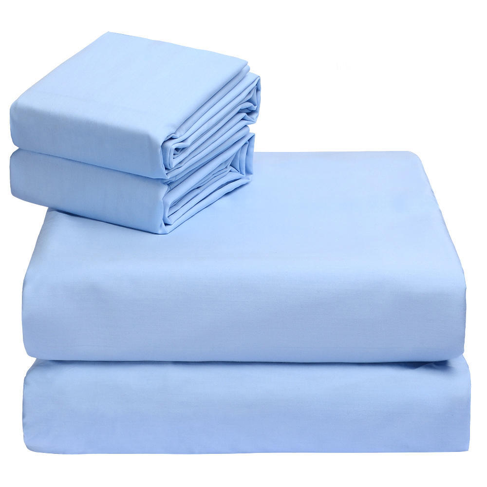 LIVINGbasics 100 Cotton Bed Sheet Set 4 Piece (Light Blue, KING Size