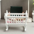 thumbnail image 5 of NIBOLOG Doll House Baby Bed - 1:12 Miniature Cradle Dollhouse Miniatures for Nursery Decor, 5 of 7