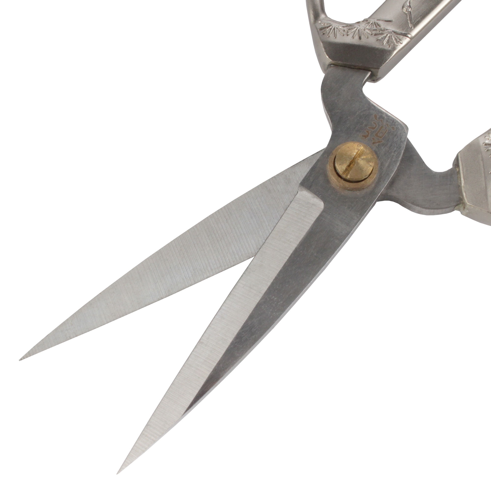 JubileeYarn 6.75" Heirloom Craft Embroidery Scissors w/Decorative Crane Motif Cast Handles - Brushed Nickel