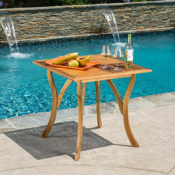 Outdoor Acacia Wood Square Dining Table - 31.50"L x 31.50"W x 30.00"H - Natural brown