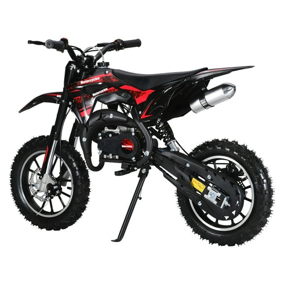 WETS 49cc 2-Stroke Youth Dirt Bike - Gas Powered with Hydraulic Suspension, 10" Off-Road Tires & High-Performance Engine (Red)