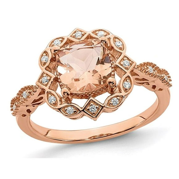 1.15 Carat (ctw) Morganite Halo Engagement Ring with Diamonds in 14K Rose Pink Gold