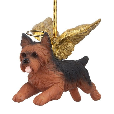 Yorkie Teacup Ornament - Design Toscano Honor the Pooch: Yorkie Holiday Dog Angel Ornament