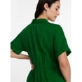 thumbnail image 5 of Time and Tru Women's Pleated Waist Fit and Flare Mini Shirt Dress, Sizes XS-XXXL, 5 of 6
