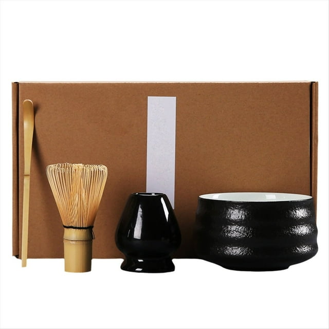 Juego de Té Matcha Japonés, Herramienta para Hacer Té Matcha, Juego de Té para Beber en Interiores, Accesorios para Herramientas de Fabricación de Té, Cerámica Negra