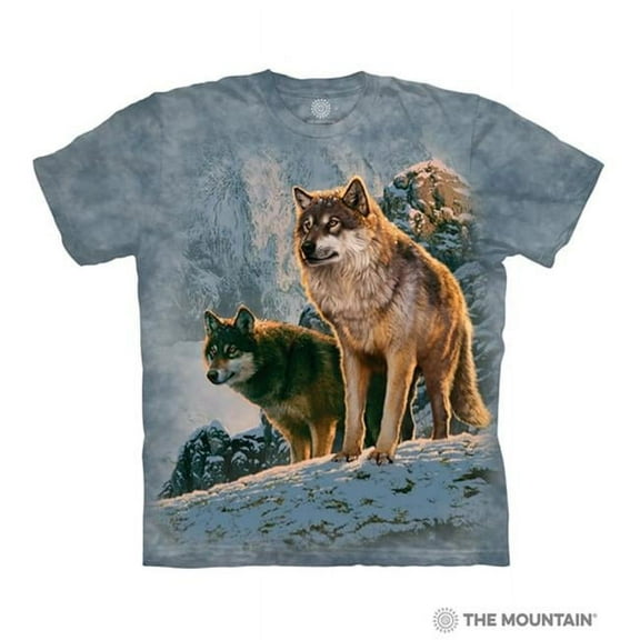 The Mountain 1059384 Blue Wolf Couple Sunset Adult Classic Tee - 2XL