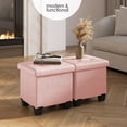 thumbnail image 2 of Hearth & Harbor Ottoman Storage Bench, Faux Leather 15" Foot Stool Ottoman With Storage, Pink, 2 of 8