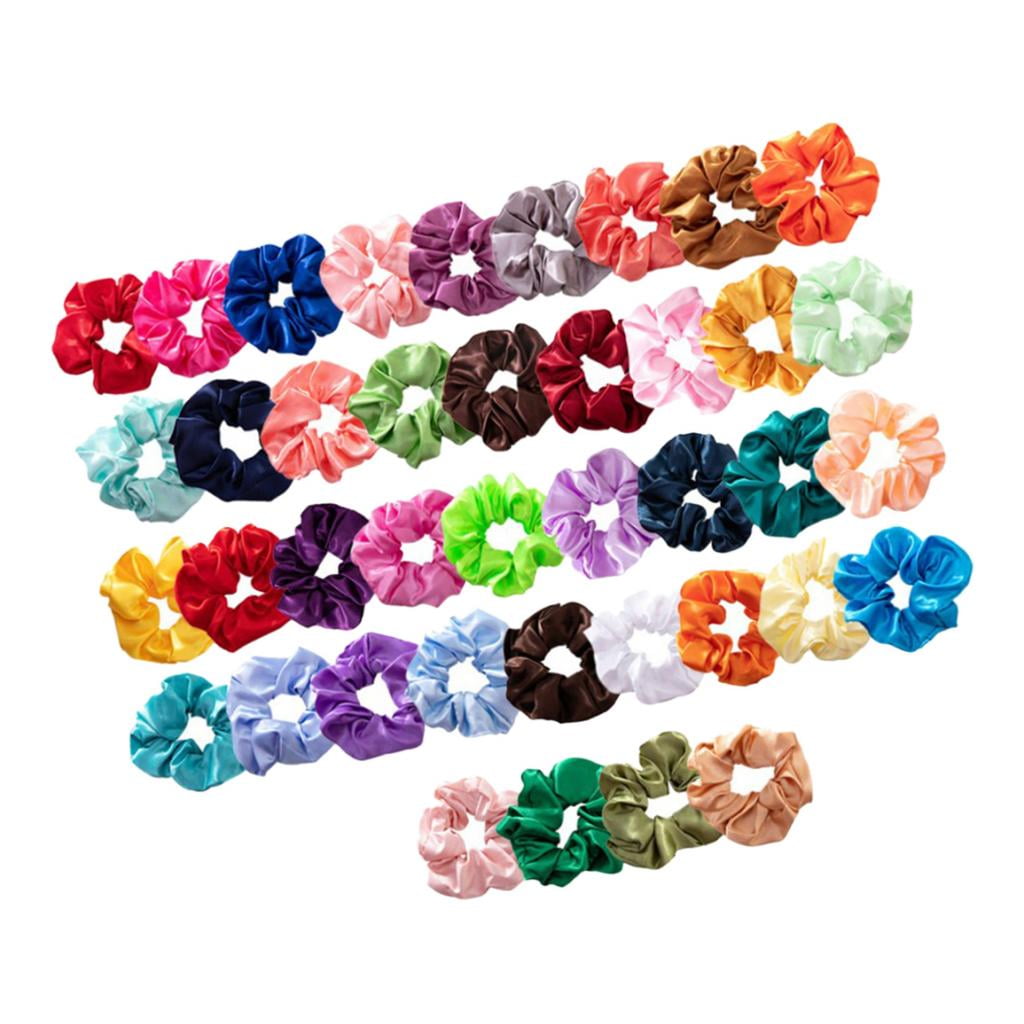 FVDPWYE Pack of 80 Women's Scrunchies Satin Elastic Hair Bands Ties Ropes