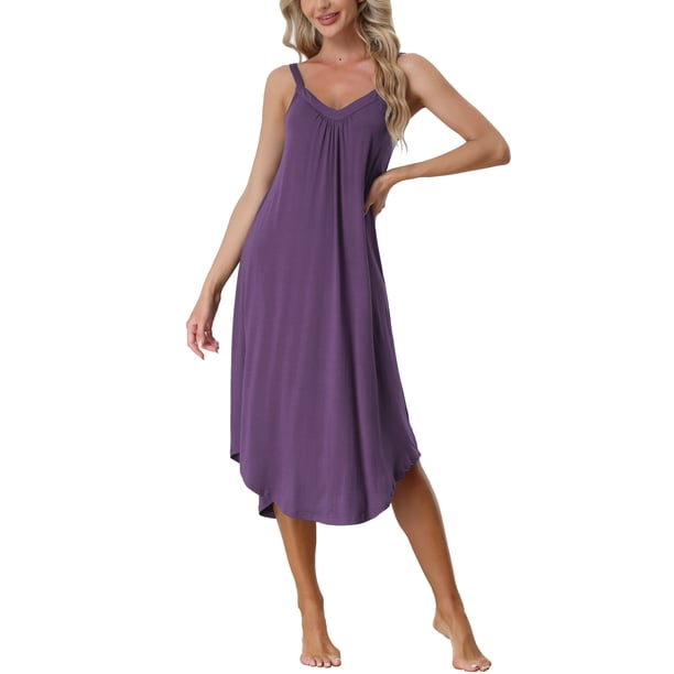 Vestido de pijama de lounge para mujeres INSPIRE CHIC, ropa de dormir, vestido de noche, tirantes de espagueti, camisón, color púrpura