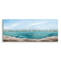 Stupell Industries Panoramic Rocky Ocean View Distant Town Painting Gallery Wrapped Canvas Print Wall Art, Design by Grace Popp