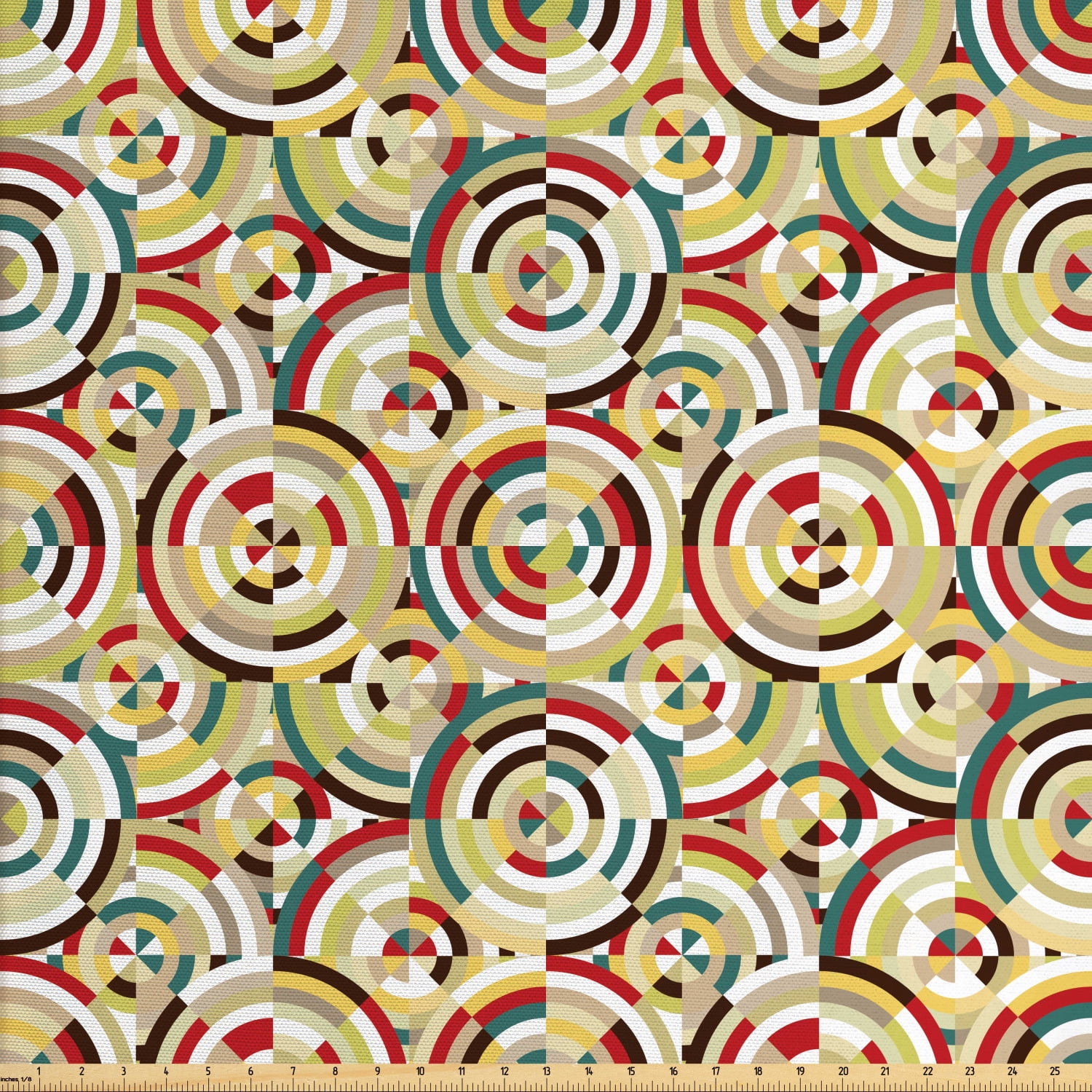 Geometric Fabric by The Yard, Rhombuses Square Tiles and Circles