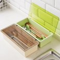 thumbnail image 3 of Kitchen Plastic Storage Box Chopsticks Box Refrigerator Fruit Drain Storage Containers - Green, 3 of 4