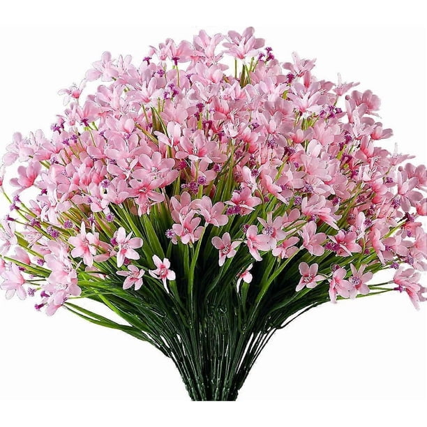 20 Bundles Artificial Daffodils Flowers for Wedding Bridal Bouquet Indoor Outdoor Home Garden (pink)