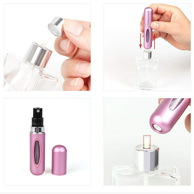 4PCS 5ml Perfume Atomiser Refillable Bottles Portable Mini Underfill Spray Travel Perfume Bottle Easy to Refill Empty Atomizer Bottle for Purse