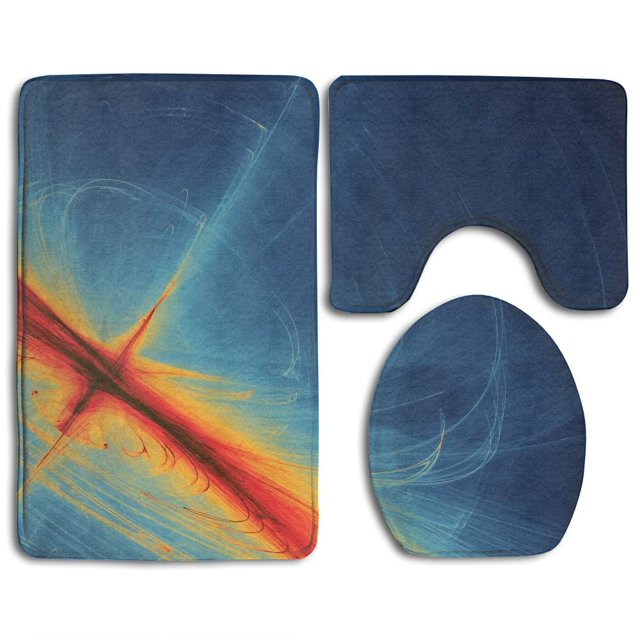 ABPHQTO Remolinos de arte abstracto Juego de alfombras de baño de 3 piezas Alfombra de baño Alfombra de contorno y tapa de inodoro ABPHQTO Cont-CHAPPLE-32067