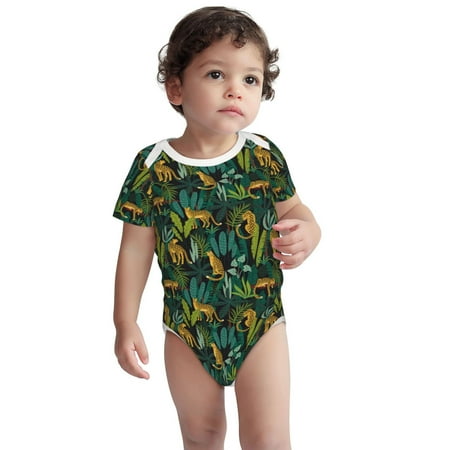 

Fotbe Jungle Leopard Yellow Pattern Unisex-baby Short-sleeve Bodysuit Short Sleeve Bodysuits One-piece 100% Organic Cotton for Infant Baby Boys Unisex-18 Months