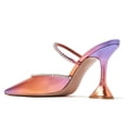 thumbnail image 3 of FSJ Women Glamorous Pointed Closed Toe Backless Sandals Stiletto Flared High Heel Pumps Rhinestone Straps Slide Mules Shoes Size 16 Orange-purple Gradient, 3 of 4