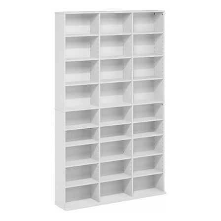 Pemberly Row 24-Shelf Multimedia Media Storage Tower Rack with Adjustable White