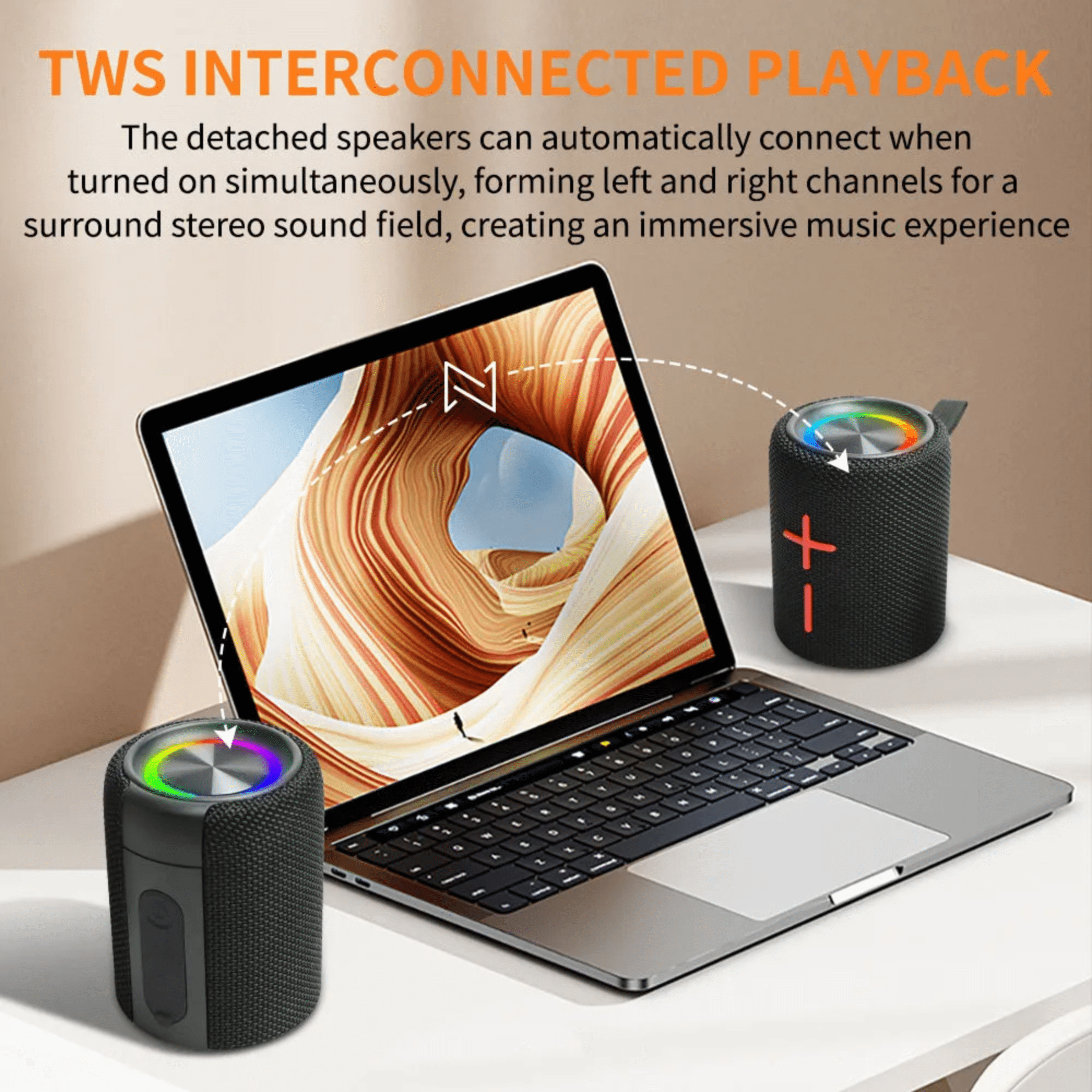 DCOWO Magnetic Bluetooth Speaker, 2-in-1 Detachable Wireless Speakers, 20W Stereo Sound, IPX6 Waterproof Portable Speaker for Outdoor Camping, Travel and Parties