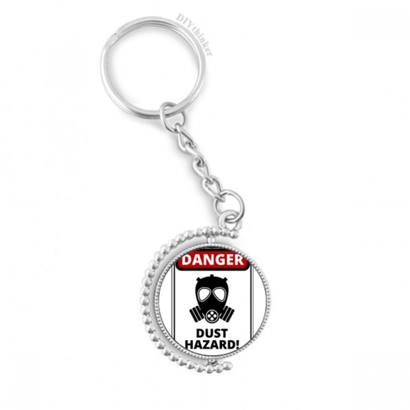 danger symbol dust hazard warning signs rotatable keyholder disc accessories chain clip