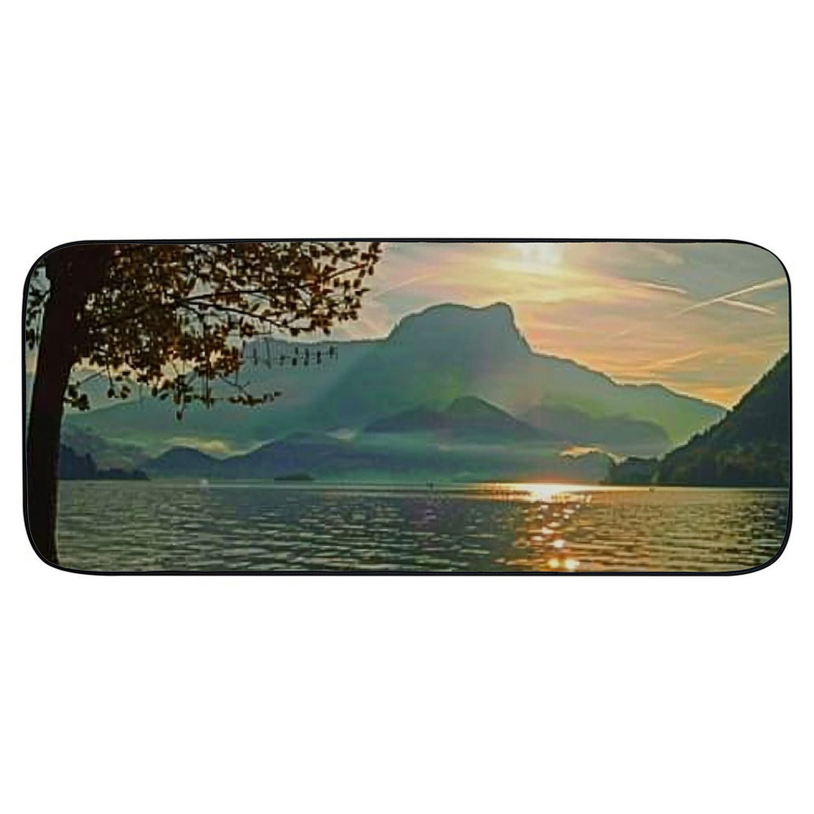 PHYHOO Decorative Door Mat, Door Mat with Non-Slip Rubber Backing, Easy Cleaning, Traps Dirt, Rug for Entry, Patio, Garage - Landscape Lake Nature Water Mountains Bank 19.68*47.24 in