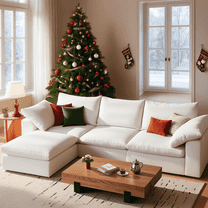 Vorthio Cloud Couch - 110.2" Oversized Modular Sectional Sofa with Ottoman, White