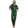 thumbnail image 2 of DAKIMOE Womens Silk Satin Pajama Set Christmas Pajamas Short Sleeve Shirt with Long Pant Two-piece Pj Sets Soft Sleepwear Loungewear Nightwear Pjs S-2XL, 2 of 9