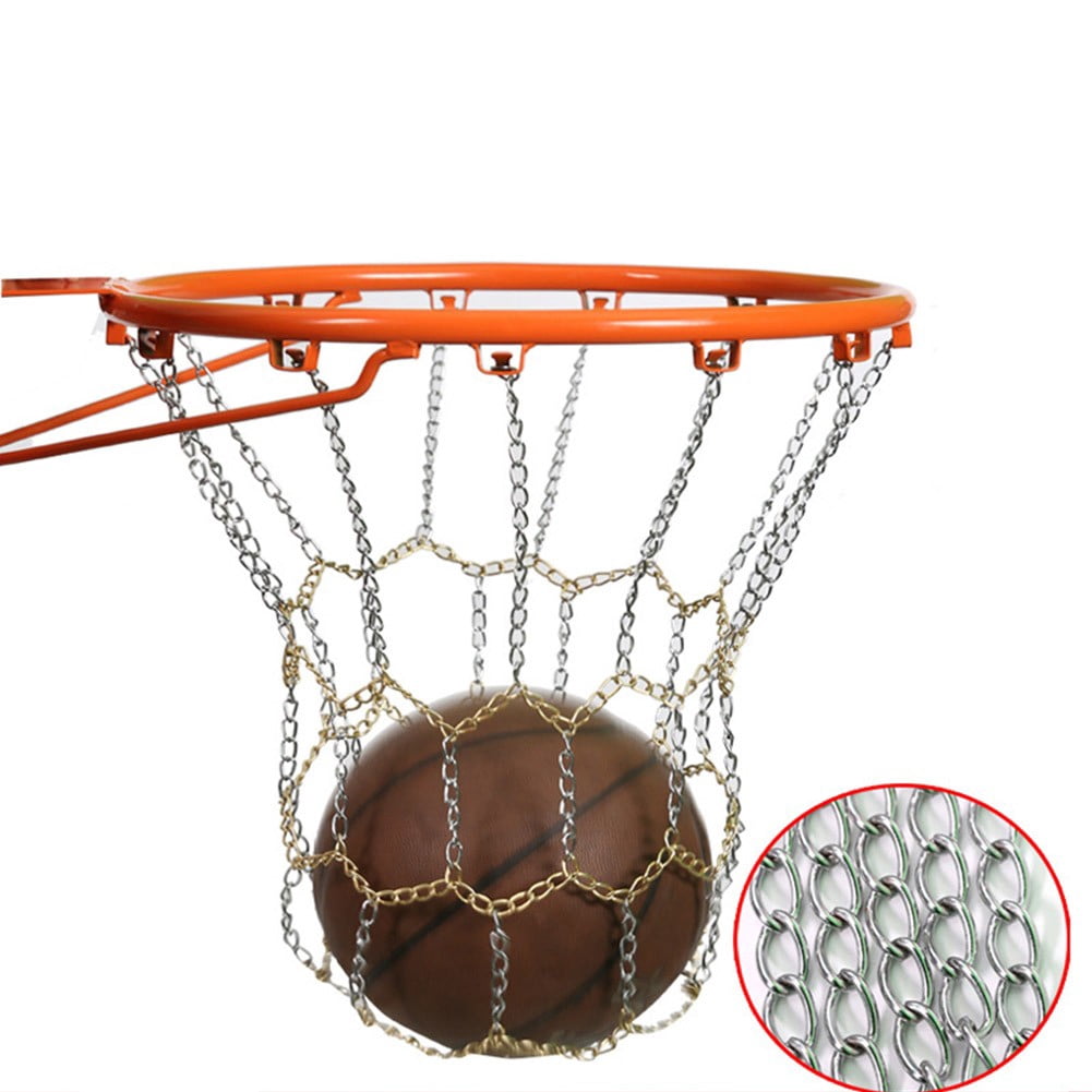 Metal Basketball Net Chain Netting Sports Rims Basket Frame Double Color Net Silver & Gold