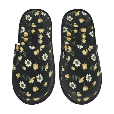 Balery Daisy Slient Indoor Furry Fleece Comfort House Shoes Soft Non-Slip Home Shoes Cotton slippers House Slippers-- Medium