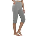 thumbnail image 4 of felwors Womens Yoga Capri Pants High Waist Capri Leggings with Pockets Wide Leg Crop Exercise Workout Summer Pants Grey, XXL, 4 of 7