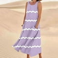 thumbnail image 2 of DDAPJ pyju Flowy Sundresses for Women Striped Print Casual Loose Tank Dress Linen Summer Maxi Dresses with Pockets Purple M, 2 of 6